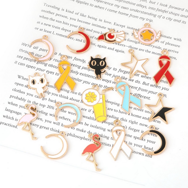 Mặt vòng cổ hình mặt trăng và ngôi sao tráng men làm trang sức thủ công DIY