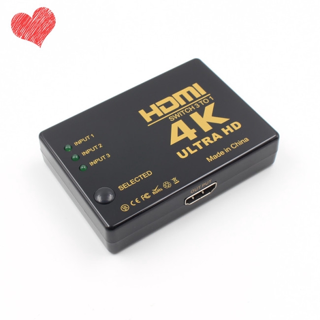 Đầu chuyển đổi chia nguồn 3 cổng HDMI 3 trong 1 kèm điều khiển tự động từ xa 1080P HD
