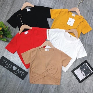 Áo thun croptop xoắn eo