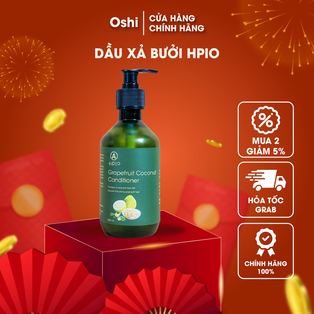 Dầu xả bưởi HPIO, Dầu xả thảo dược giúp giảm gàu, dưỡng tóc, mềm mượt, chắc khỏe tự nhiên - OSHI