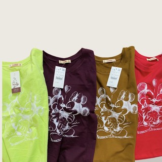 Áo thun nữ form lửng P&B in hình mickey
