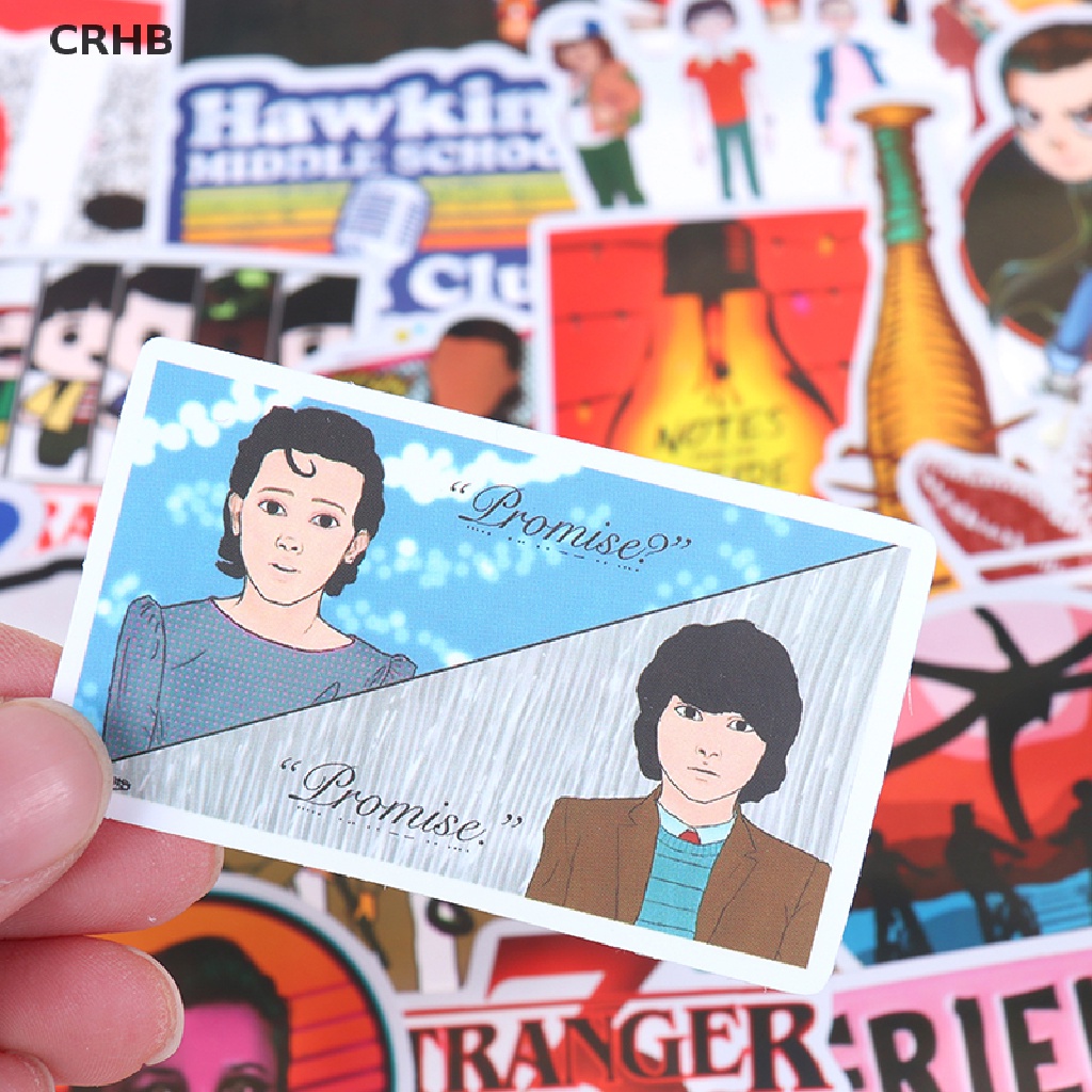 Bộ 50 Sticker Dán Trang Trí Ván Trượt / Laptop / Va Li Hình Stranger Things Mới