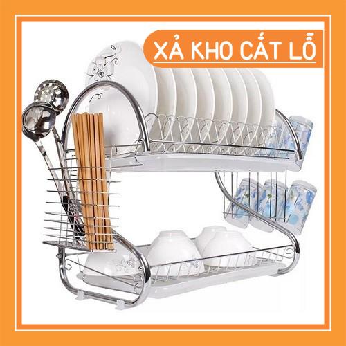 Kệ úp bát 2 tầng inox chữ S