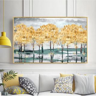 Tranh Canvas trừu tượng thiên nhiên ( 60 x 90cm)SR11 đã đóng khung viền màu gỗ