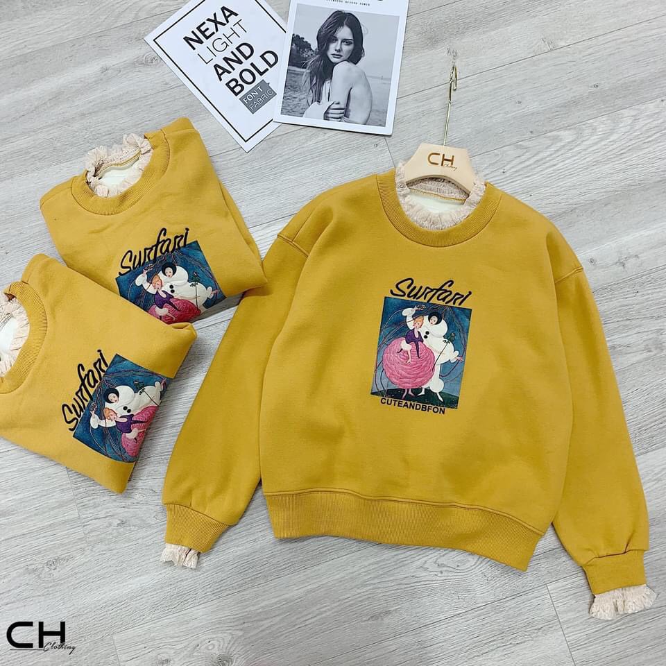 SMK562 - ÁO NỈ VÀNG PHỐI CỔ REN | BigBuy360 - bigbuy360.vn