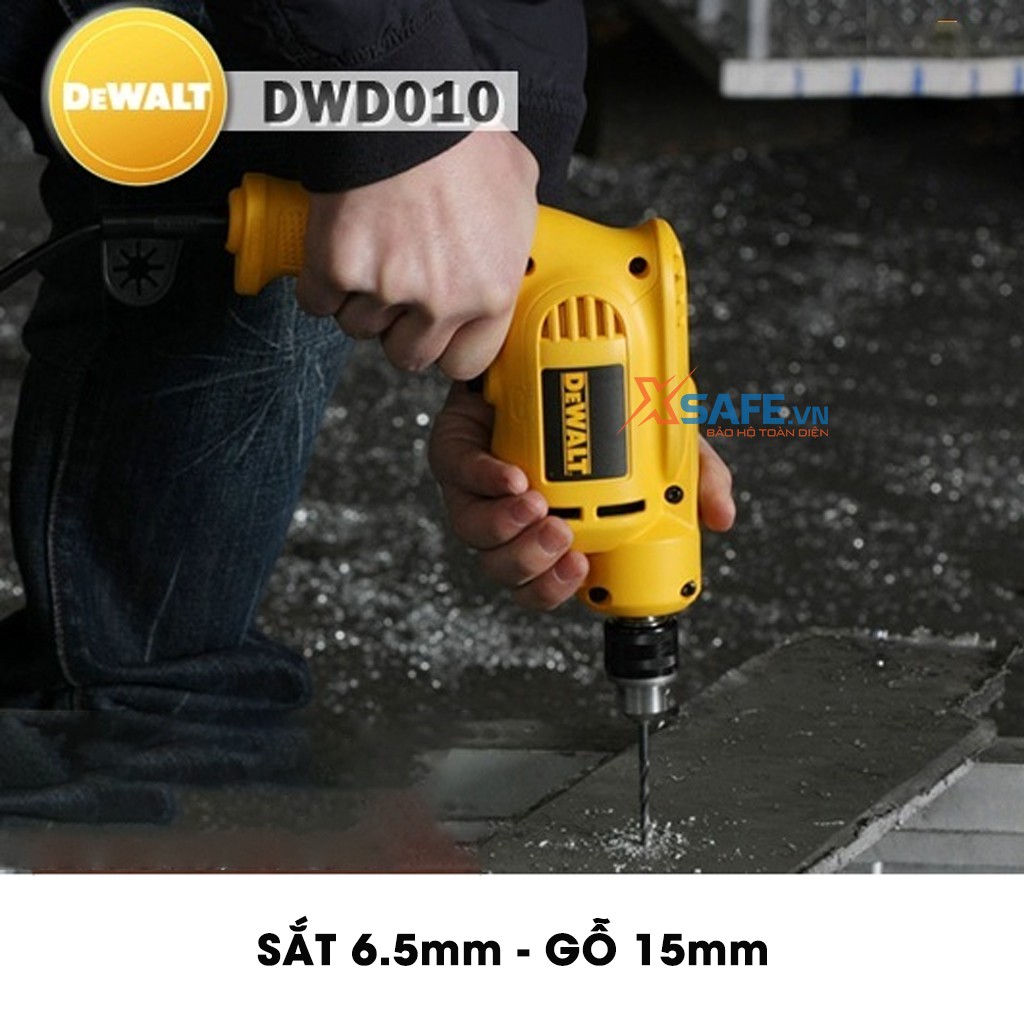 Máy Khoan Sắt DeWALT DWD010 công suất 380W, máy khoan cầm tay tốc độ không tải 3.600 vòng/ phút, có khả năng khoan sắt