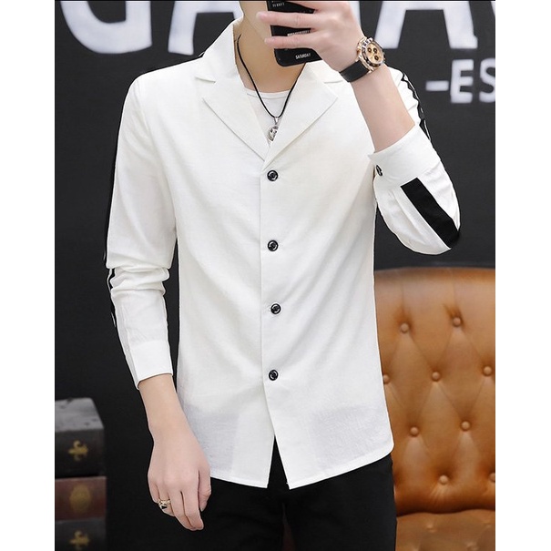 Áo sơ mi, sơ mi cổ vest nam, hai bên tay là đường lite mẫu mã độc lạ-T12