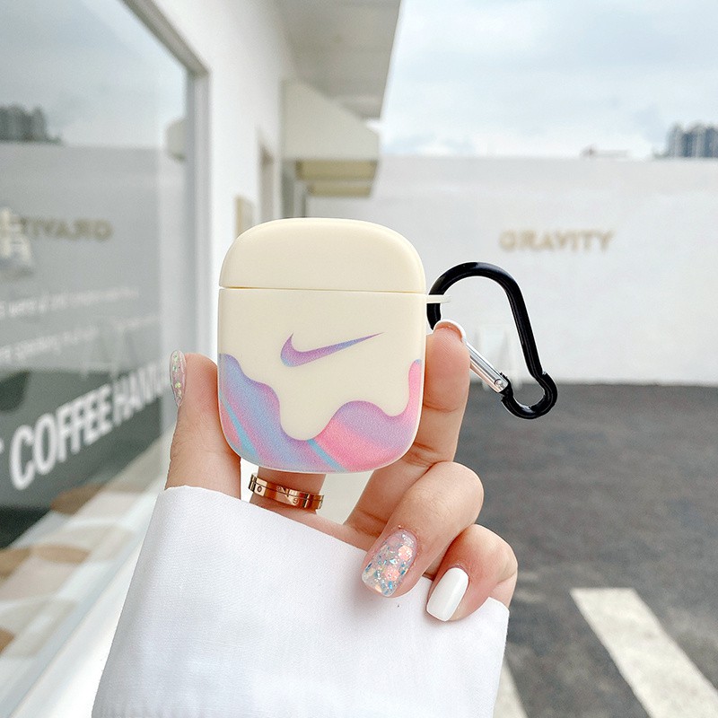 Vỏ Bảo Vệ Hộp Sạc Tai Nghe Bluetooth Không Dây Bằng Silicon Mềm Hình Nike Màu Nước Cho Airpods 1 / 2 Pro