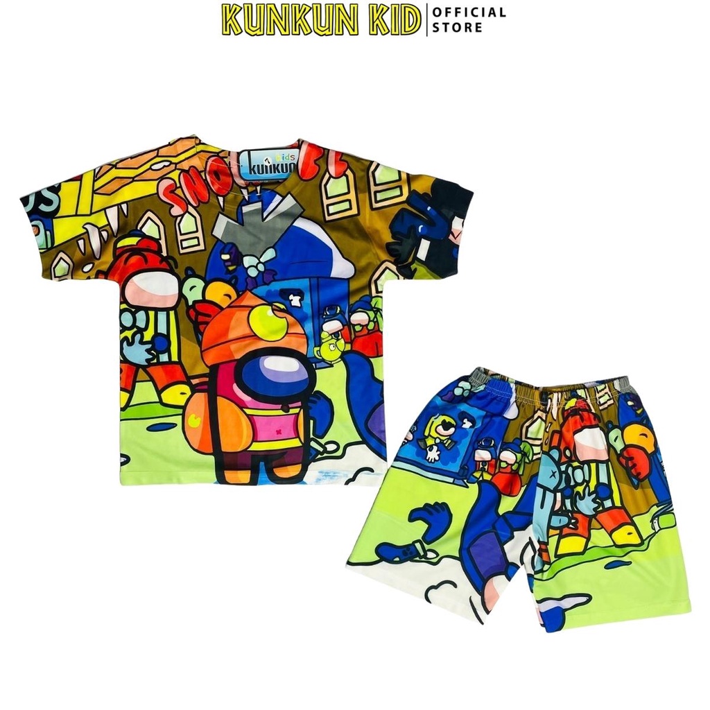Quần áo bé trai Thun lạnh in 3d hoạt hình Among us size đại cho trẻ từ 10-60kg Kunkun Kid TP685 BL685