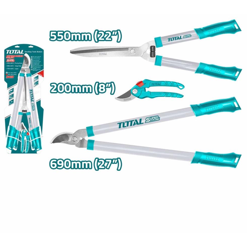 Bộ 3 kéo làm vườn, cắt tỉa cây kiểng hàng rào Total THT1578033