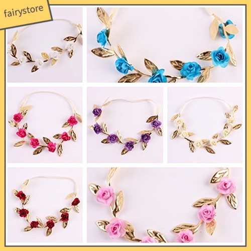 Băng Đô Cài Tóc Hình Vòng Hoa Hồng Xinh Xắn Cho Bé Gái
