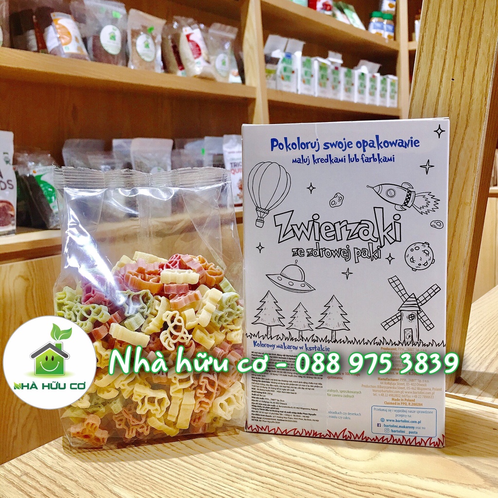 Mì nui rau củ cho bé HÌNH ĐỘNG VẬT  BARTOLINI  250g/100g - Date: 4/2026 - Nhà hữu cơ