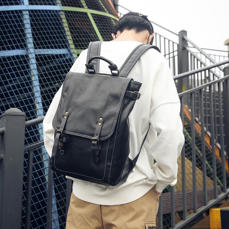 Balo da unisex W2P chất da PU cao cấp chống thấm nước chống bào mòn 10111