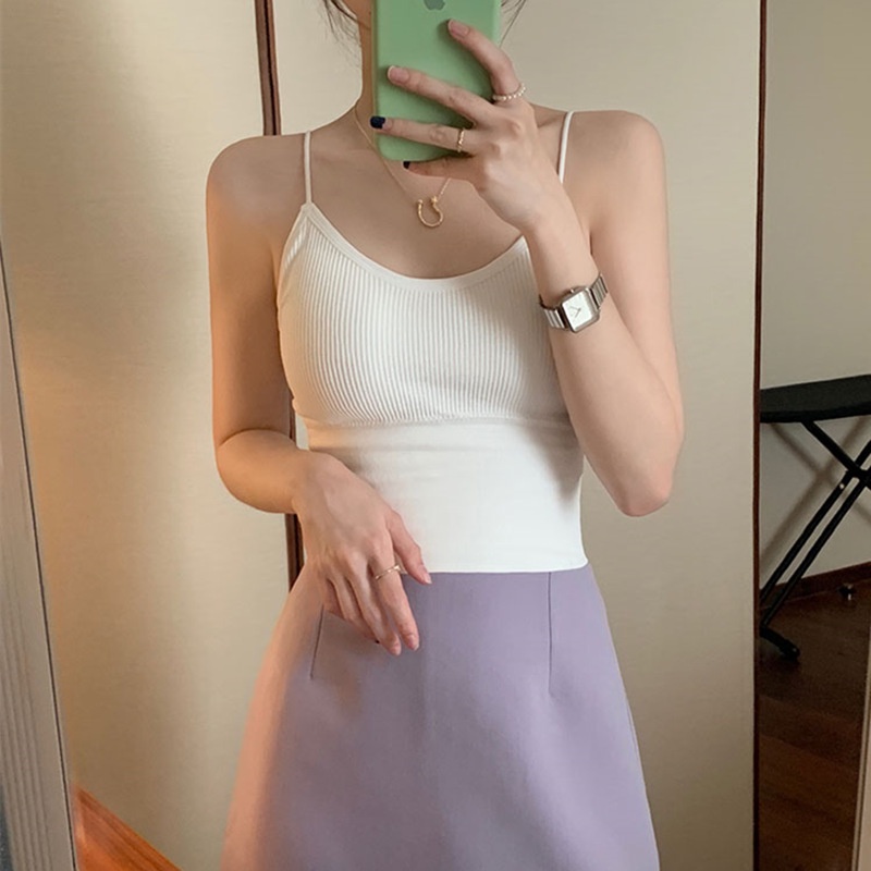 Áo hai dây SUXI có mút đệm ngực màu trơn thời trang xuân hè cho nữ