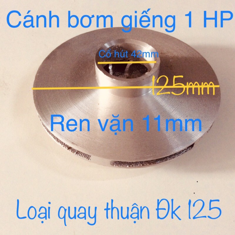 CÁNH BƠM NƯỚC (nhôm) VIỆT NAM LOẠI TRỤC REN 11mm ĐK 125mm QUAY THUẬN