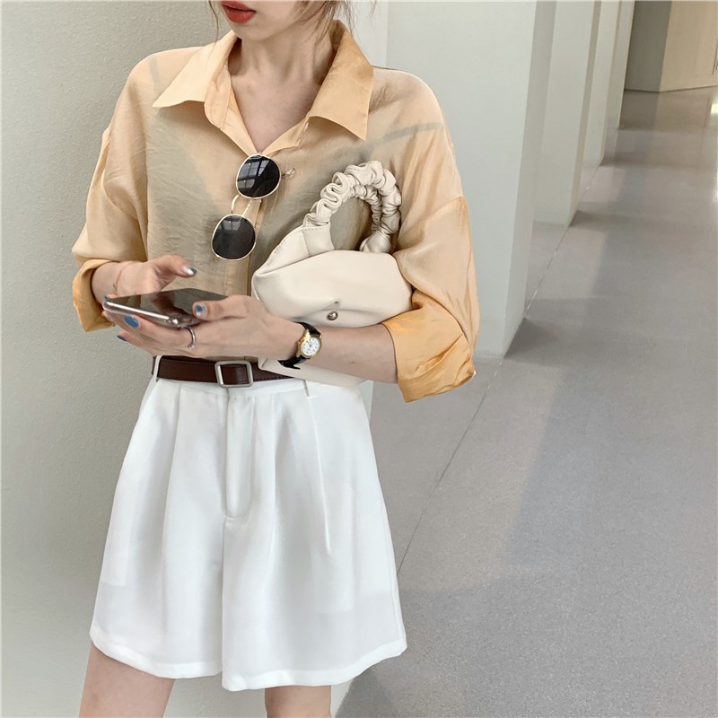 Áo somi lụa 3 màu + short vải 3 màu