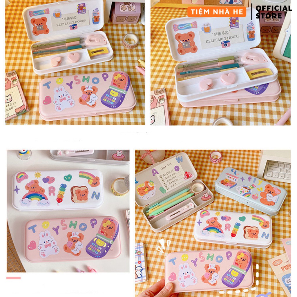 Hộp Bút Cute Tiệm Nhà He, Cho Bé Gái Thỏa Sức Sáng Tạo Cùng Sticker DIY Đi Kèm