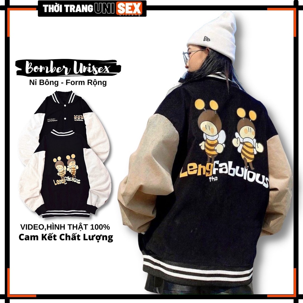 Áo Khoác Bomber Nam Nữ Nỉ Bông Dày Dặn Hàng QC Áo Khoác Đôi Couple Siêu Hot in 2 CON ÔNG - UNISEX 3442
