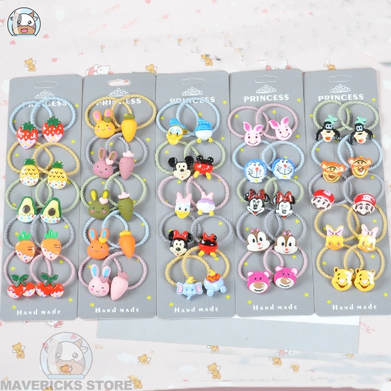 Dây Cột Tóc Co Giãn Họa Tiết Hoạt Hình Phong Cách Hàn Quốc