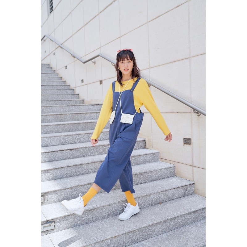 Set Yếm Ulzzang Style LONA xanh mix áo vàng KY002 | BigBuy360 - bigbuy360.vn