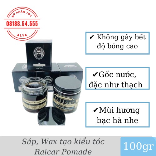 Sáp vuốt tóc Railcar Quality Pomade 100gr tạo kiểu giữ nếp cho tóc. HÀNG CHÍNH HÃNG