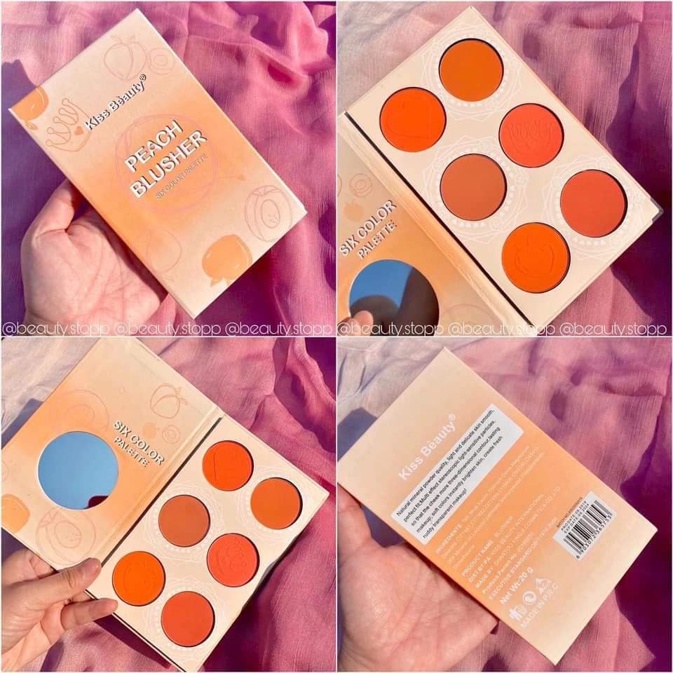 BẢNG PHẤN MÁ HỒNG 6 Ô BLUSH PEACH BLUSHER KISS BEAUTY TONE CAM ĐÀO CHÍNH HÃNG - 5099