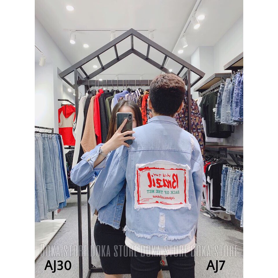 Áo khoác Jean Nam nữ, Khoác Rin Jeans Jean Nam Nữ Màu Xanh Đen Chất Unisex kiểu BRAZIL