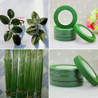 Bộ combo keo sáp và lá hoa hồng + thân cây nhựa Làm hoa Handmade