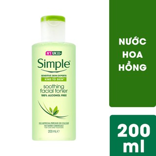Nước hoa hồng Simple Kind To Skin - Soothing Facial Toner 200ml