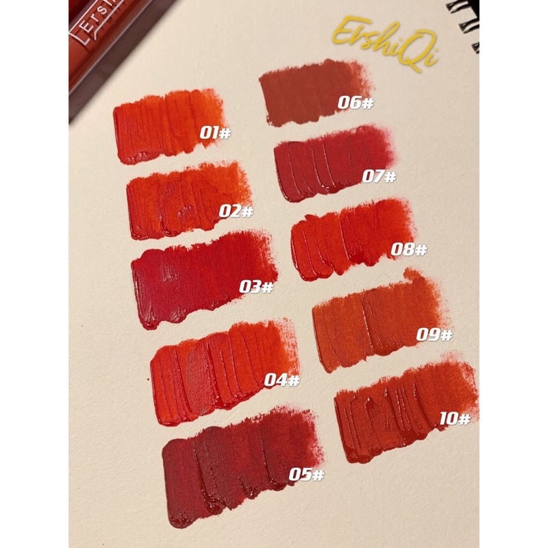 Set 10 Son Kem Lì ErShiQi Gấu Vịt Matte Matte Lip Glaze Cute Siêu Hot Siêu Rẻ Vị Hoa Quả GOT STORE