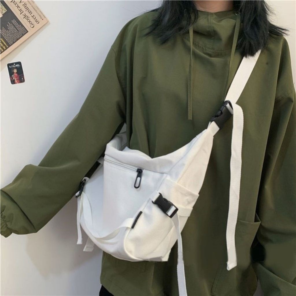 Túi Đeo Chéo Canvas Cỡ Lớn Thời Trang Hàn Quốc Học Sinh Sinh Viên Đi Học Đi Chơi