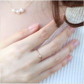 Nhẫn hạt trân châu trắng tối giản