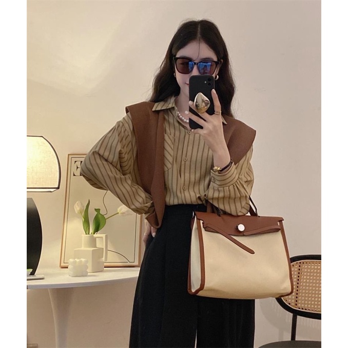 Áo sơ mi NZN dài tay giả hai lớp có khăn choàng dáng rộng thiết kế thời trang dành cho nữ