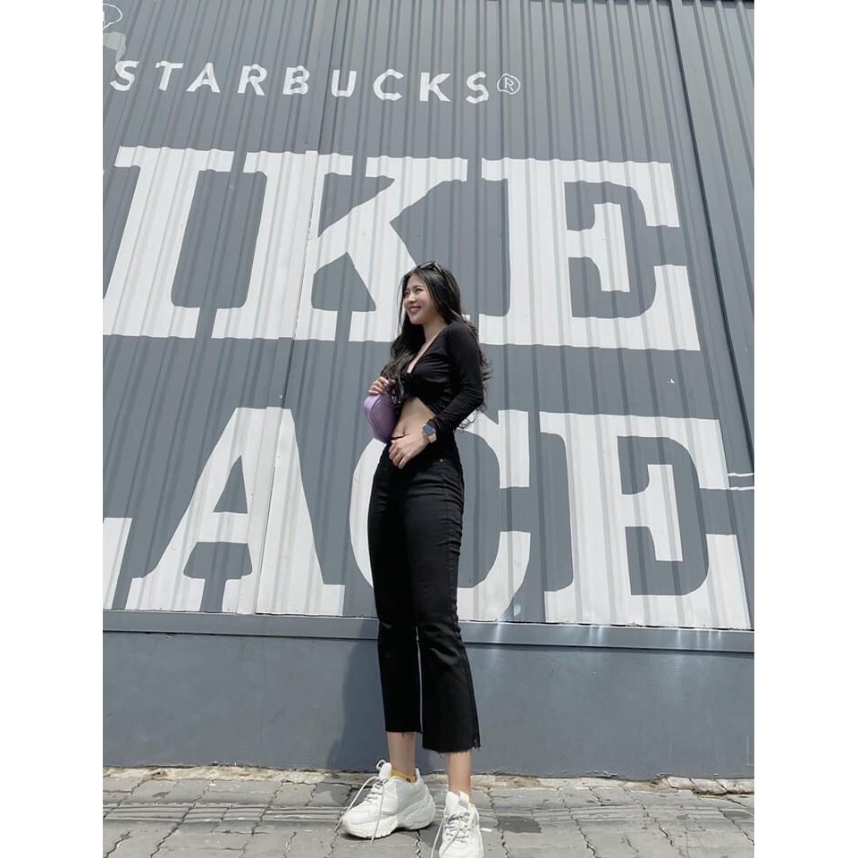 [Mã WASTMAY giảm 15% tối đa 30K đơn 150K] Quần bò ống loe - jean nữ đen trơn basic ống loe lưng cao, cạp cao dễ phối đồ | BigBuy360 - bigbuy360.vn