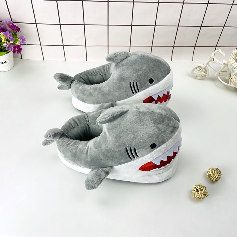 giày Dép bông đi trong nhà đế dày hình cá mập dễ thương ấm áp