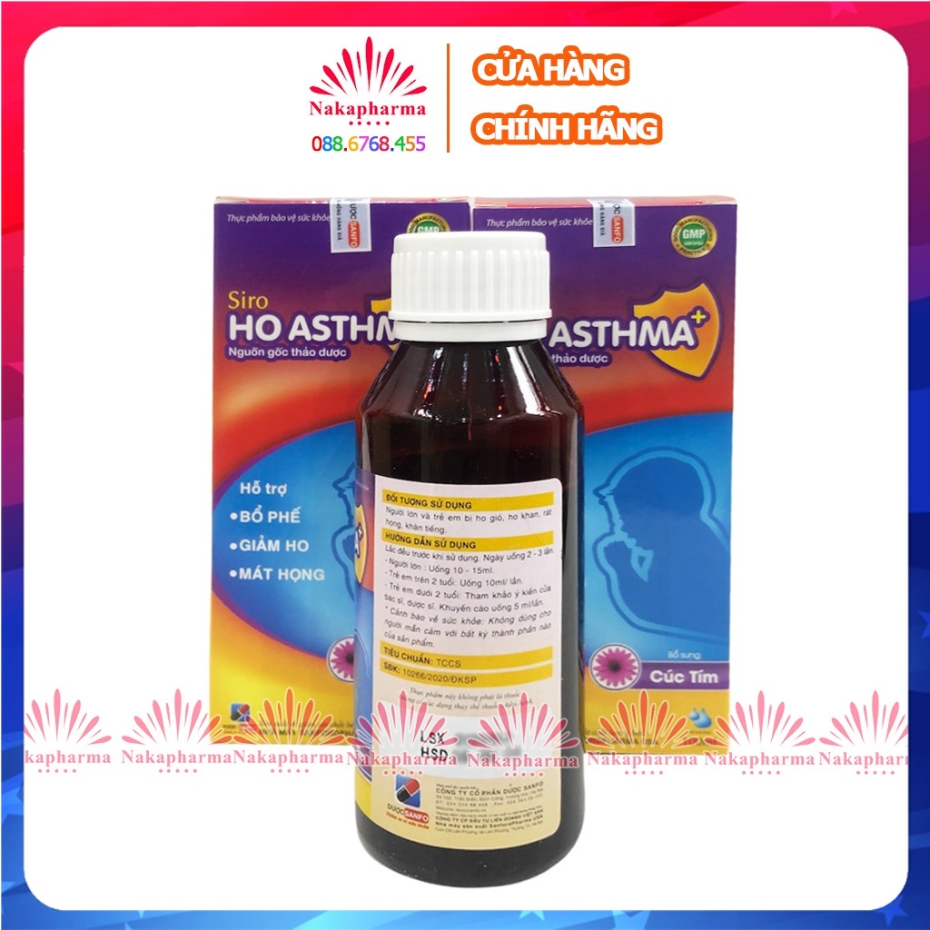 Siro ho thảo dược Asthma - Giúp bổ phế, giảm ho, đau rát cổ họng, viêm phế quản, phục hồi chức năng hệ hô hấp Hoasthma