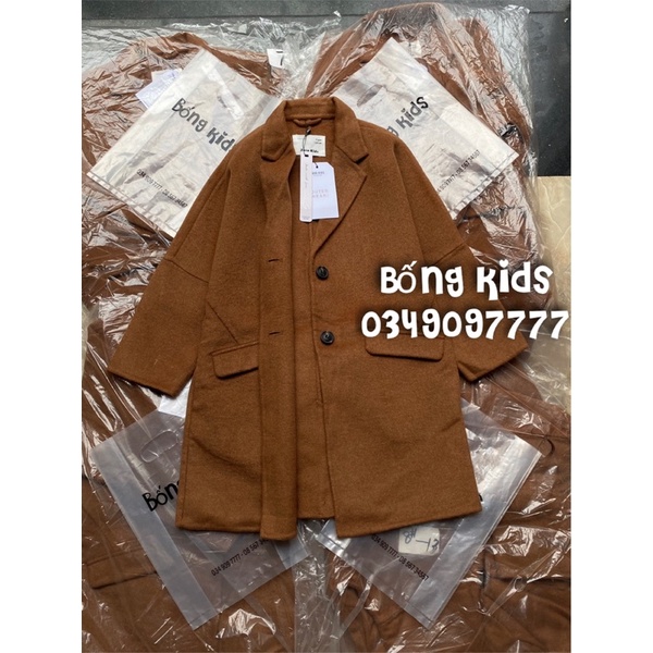 Áo Coat Dạ Ép Bé Gái Nâu ZR