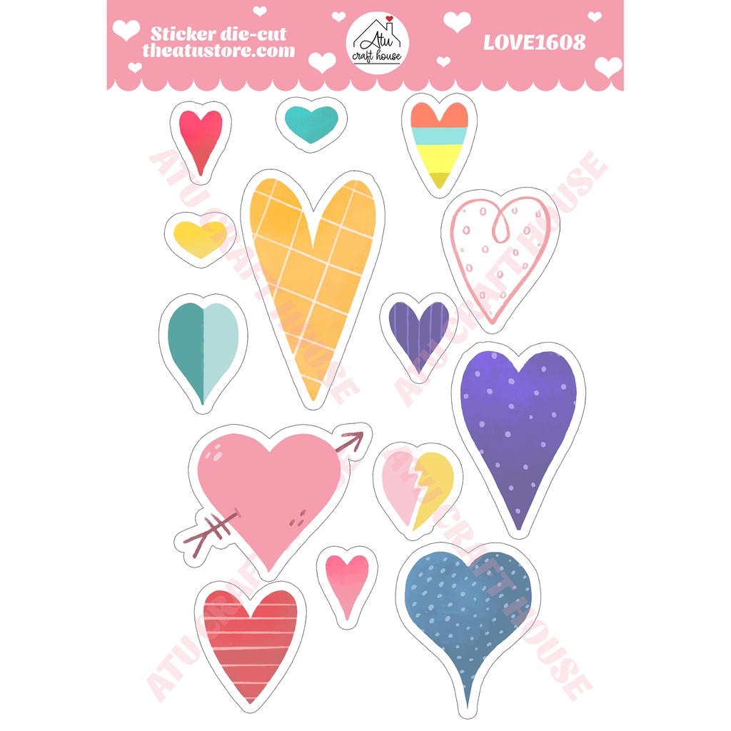 LOVE - Sticker die-cut - Sticker cắt rời - Nguyên liệu làm Scrapbook Handmade