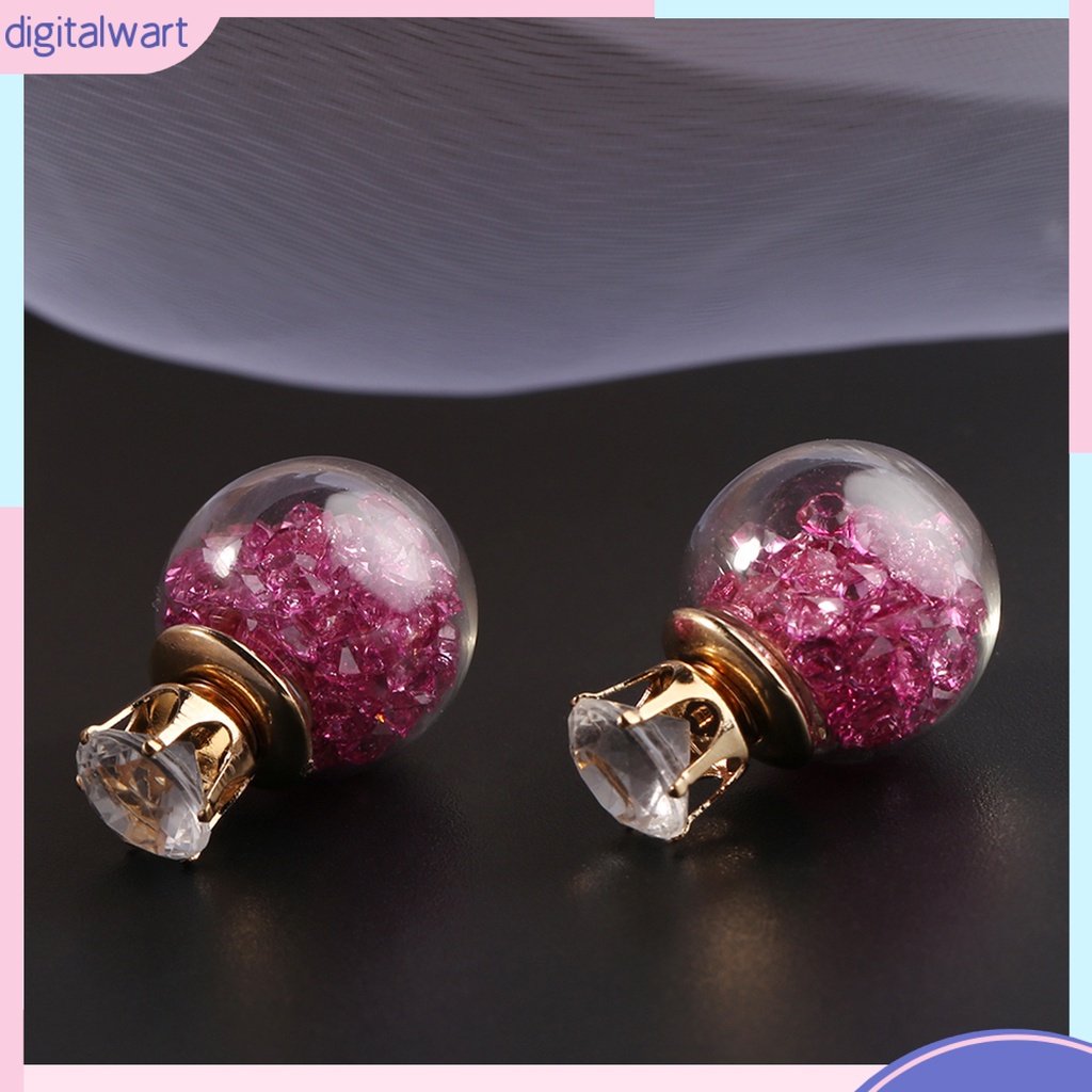 Cặp khuyên tai thiết kế quả cầu thủy tinh chứa hoa giả sang trọng cá tính dành cho nữ