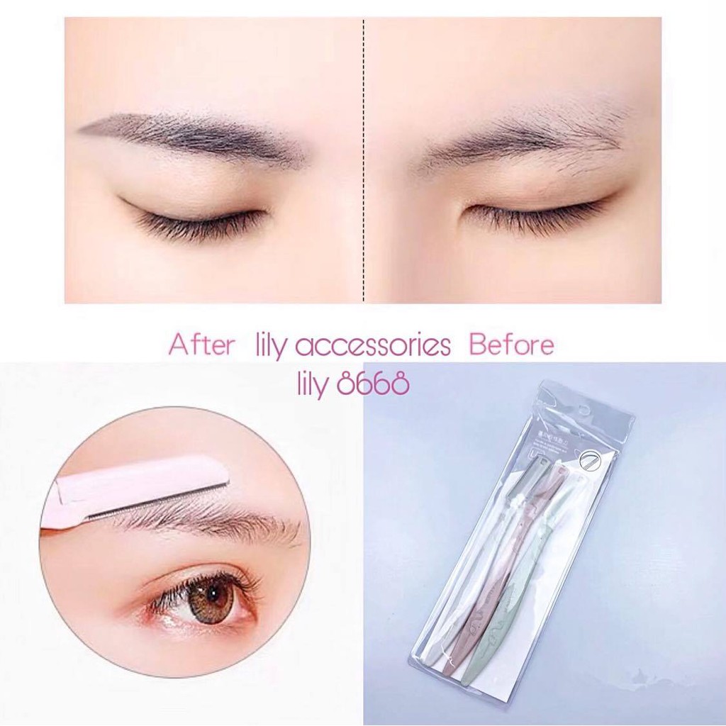 bộ gồm 3 chiếc dao cạo lông mày bỏ túi nhỏ gọn tiện lợi
