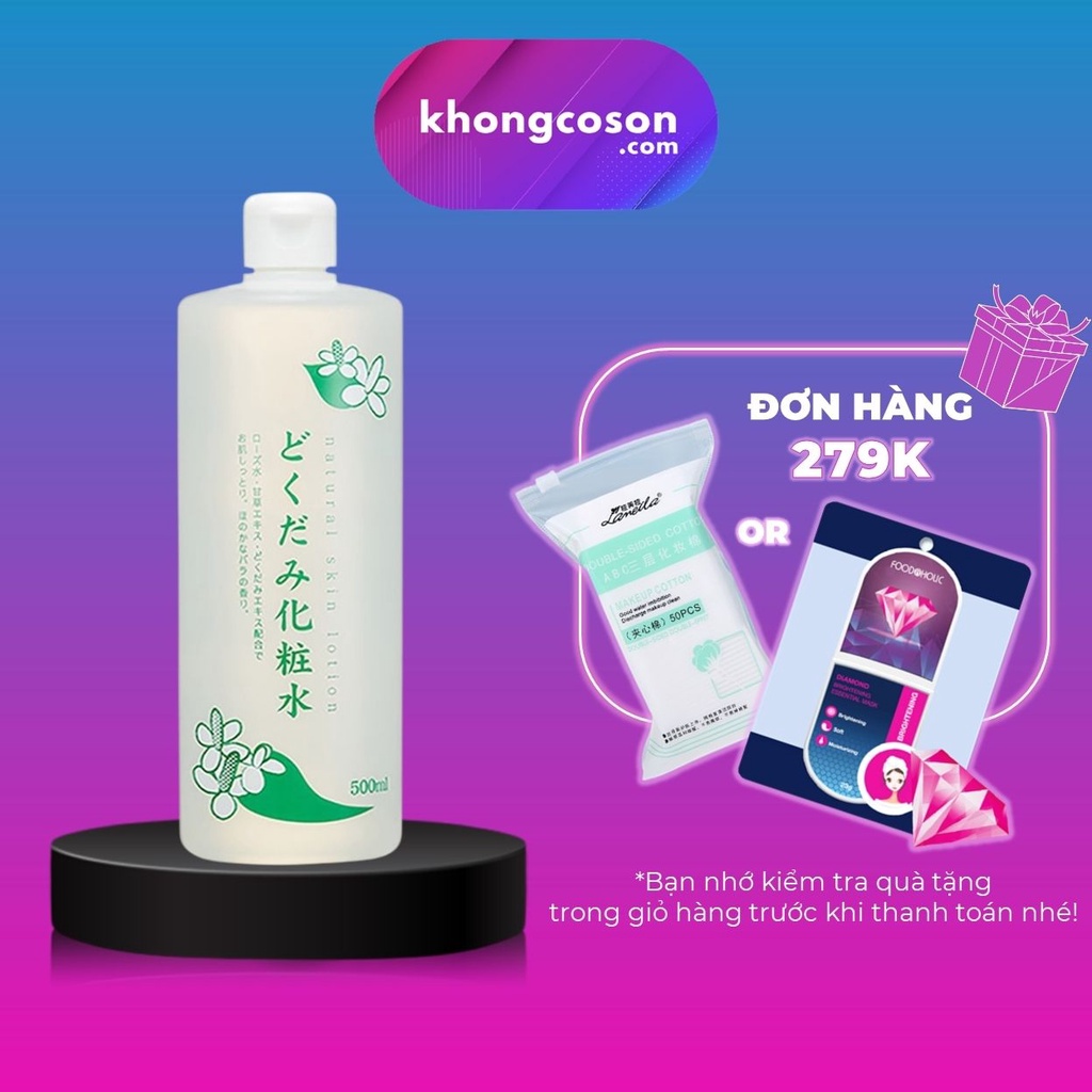 Nước Hoa Hồng Diếp Cá Dokudami Dưỡng Ẩm Se Khít Lỗ Chân Lông, Kiềm Dầu Natural Skin Lotion 500ml - Khongcoson | WebRaoVat - webraovat.net.vn