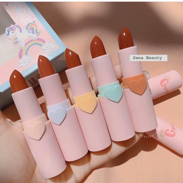 (SS5) Full Set 5 Cây Son Kiss Beauty Vỏ Hồng Unicorn Colors | BigBuy360 - bigbuy360.vn