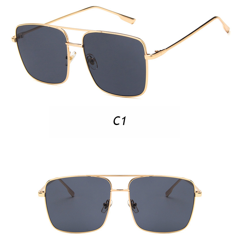 Kính mát gọng vuông kim loại bảo vệ chống tia cực tím cho nữ