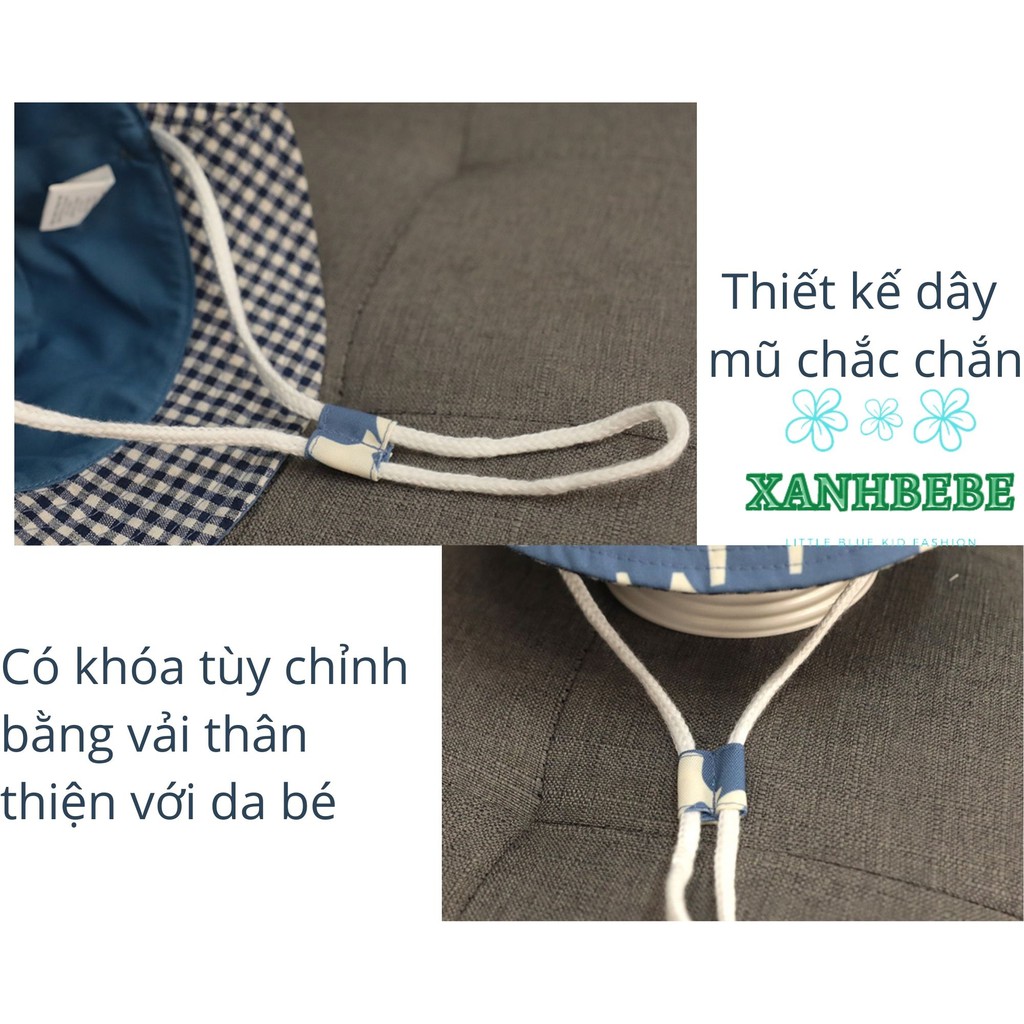 Mũ Cho Bé Vành Tròn Size Từ 6 Tháng Đến 5 Tuổi Họa Tiết Dễ Thương Có Dây Rút