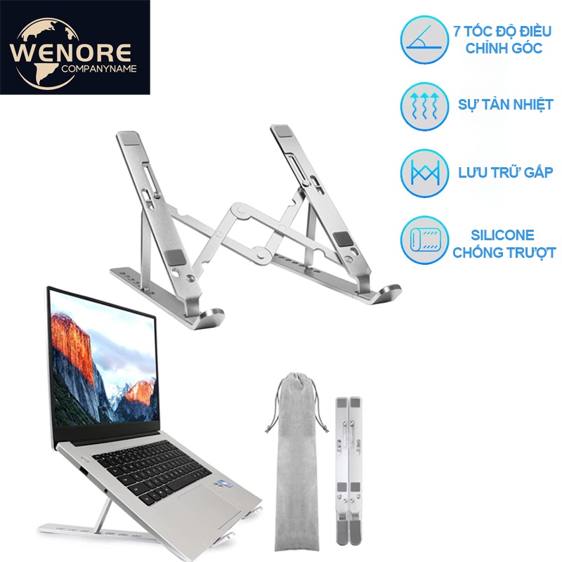(Lô hàng từ Việt Nam) Giá đỡ Laptop bằng nhôm có thể điều chỉnh được độ cao, đế tản nhiệt kê laptop nhôm Giá đỡ laptop 2 tầng, nhôm có thể điều chỉnh độ cao, chống mỏi, dễ dàng gấp gọn