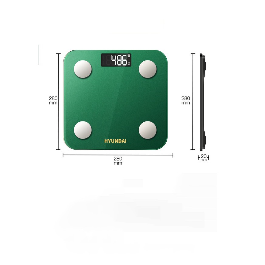 [Chính Hãng] Cân Điện Tử Sức Khỏe HyunDai, Cân Điện Tử Mặt Kính LCD, Kết Nối Bluetooth - Độ Chính xác 0.1