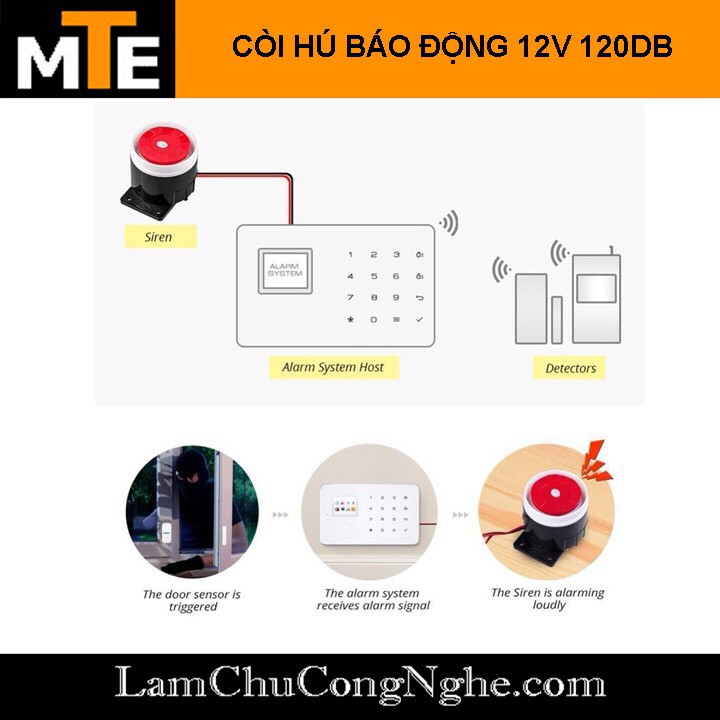 Còi hú báo động công suất lớn 12V 120db