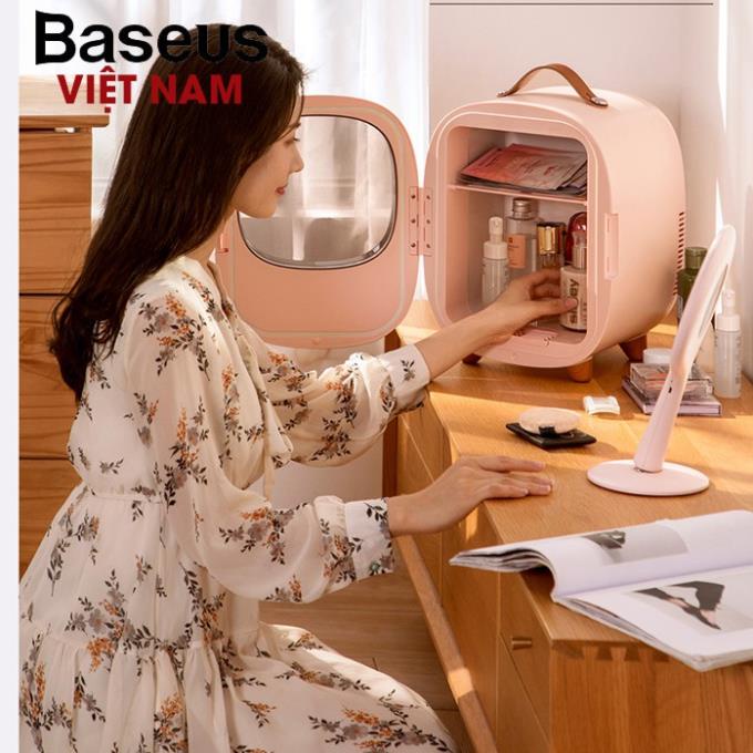 Tủ lạnh Mini Baseus 13 Lít 2 Chiều Lạnh & Nóng Chính Hãng chuyên để mỹ phẩm có gương trang điểm CRBXNS