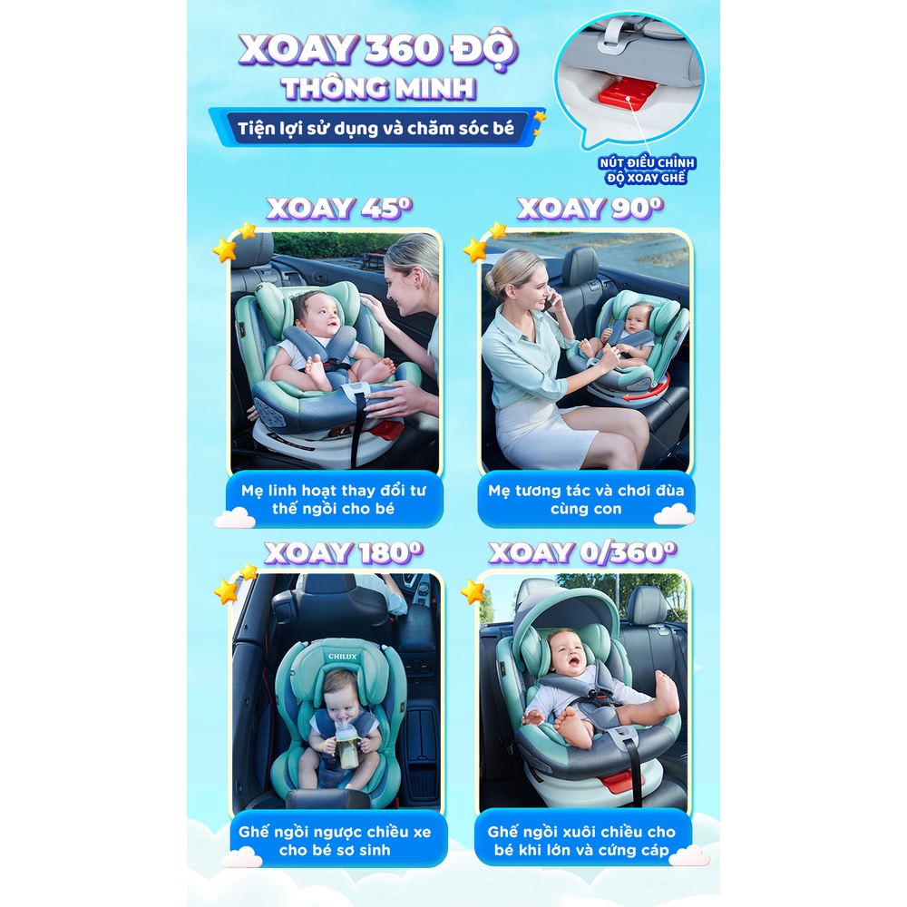 Ghế ngồi ôtô cho bé CHILUX ROY 360 An toàn, tiện lợi cùng bé đồng hành trên mọi nẻo đường