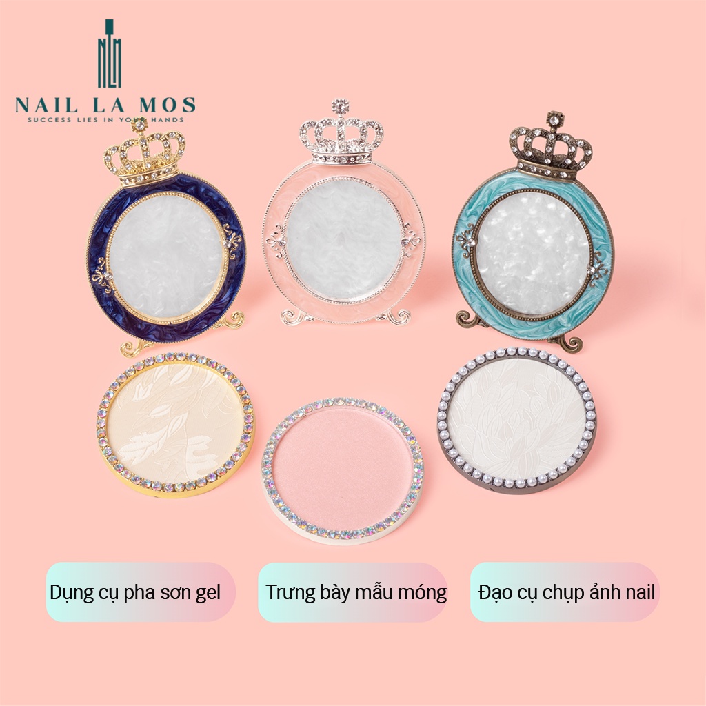 Dụng cụ pha sơn gel vẽ móng -  Đĩa decor chụp ảnh nail, trưng bày mẫu móng hình vương miện đính đá đẹp mắt